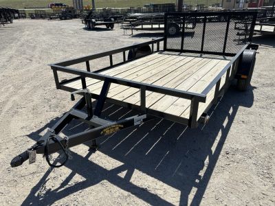 New 2025 Road Boss 83  wide x 12' long Single Axle 3' Gate with dove tail Utility Trailer