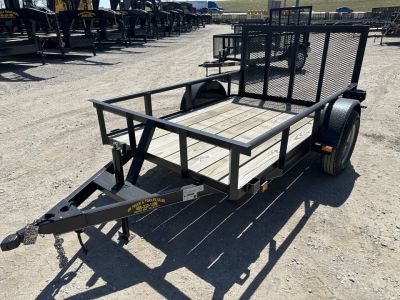 New 2025 Road Boss 5'x8' Single Axle with Pipe top, Dove & 3' Gate Utility Trailer