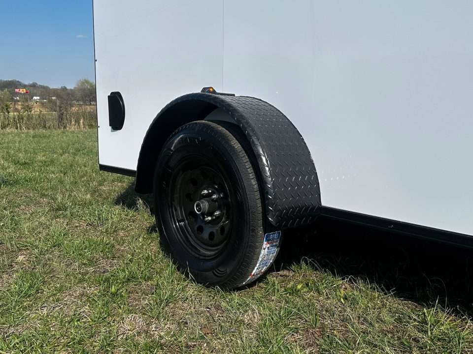New 2026 7X12 Enclosed Trailer-3500LB Single Axle-7'ft Interior-White Poly-Blackout