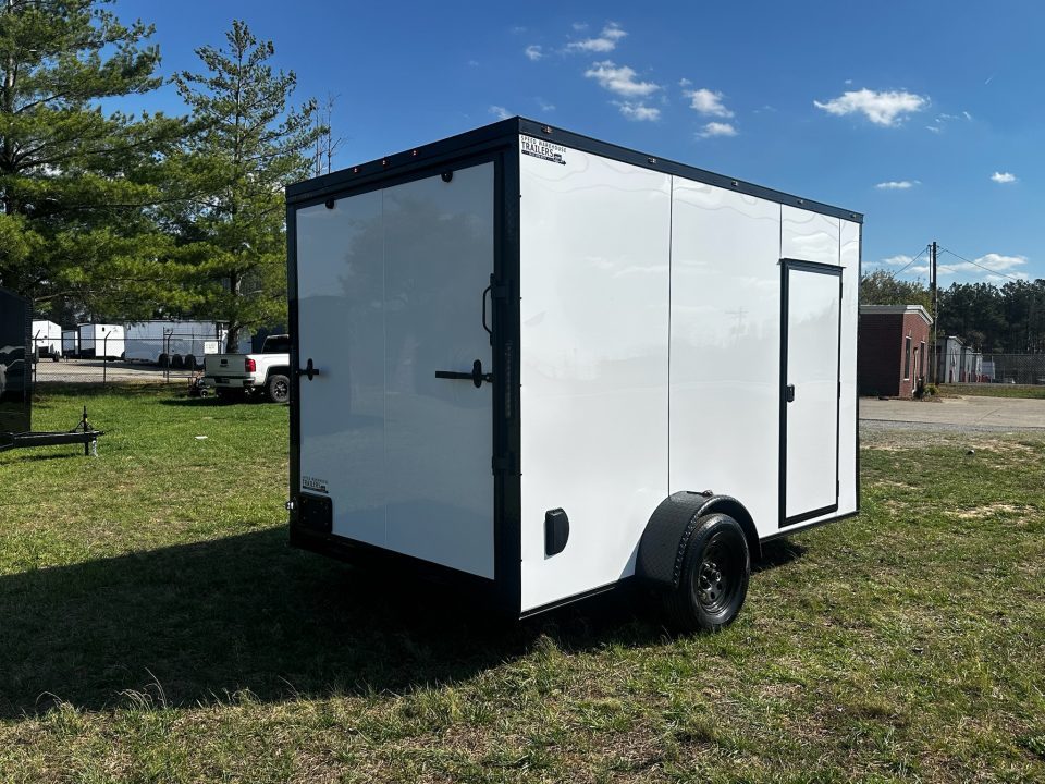 New 2026 7X12 Enclosed Trailer-3500LB Single Axle-7'ft Interior-White Poly-Blackout
