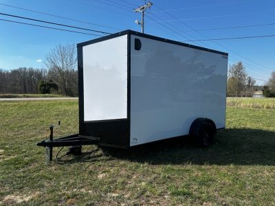 New 2026 7X12 Enclosed Trailer-3500LB Single Axle-7'ft Interior-White Poly-Blackout