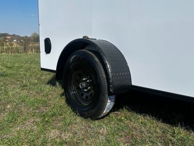 New 2026 7X12 Enclosed Trailer-3500LB Single Axle-7'ft Interior-White Poly-Blackout
