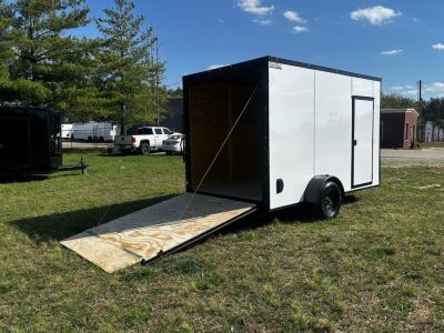New 2026 7X12 Enclosed Trailer-3500LB Single Axle-7'ft Interior-White Poly-Blackout