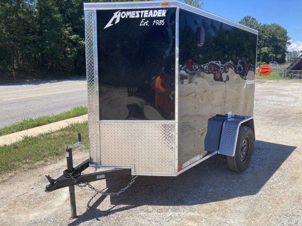 New 2026 Homesteader Trailer / Intrepid Series / 5x8 / 5'6" Interior Height / Single Swing Rear Door / 32" Side Door / 24" Stoneguard / .030 Black Aluminum