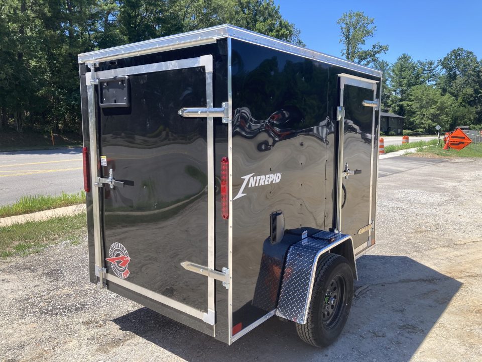New 2026 Homesteader Trailer / Intrepid Series / 5x8 / 5'6" Interior Height / Single Swing Rear Door / 32" Side Door / 24" Stoneguard / .030 Black Aluminum