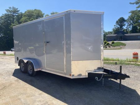 New 2026 Covered Wagon Trailers CW7X16TA2 Cargo / Enclosed Trailer / 7' Wide x 16' Long / 7' Interior Height / Ramp Rear Door , 48" Side door / 3500# Electric Brake Axles / .030 Silver