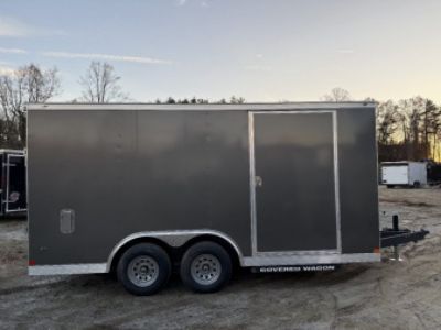 New 2026 Covered Wagon Trailers CW7X16TA2 Cargo / Enclosed Trailer / 7' Wide x 16' Long / 7' Interior Height / Ramp Rear Door , 48  Side door / 3500# Electric Brake Axles / .080 Poly Core Charcoal Gray