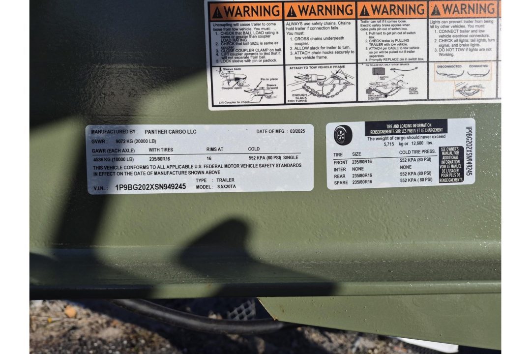Used 2026 Panther Cargo 20K GVWR Gooseneck Dump Trailer – 8.5x20 Army Green Heavy-Duty Hauler Dump Trailer