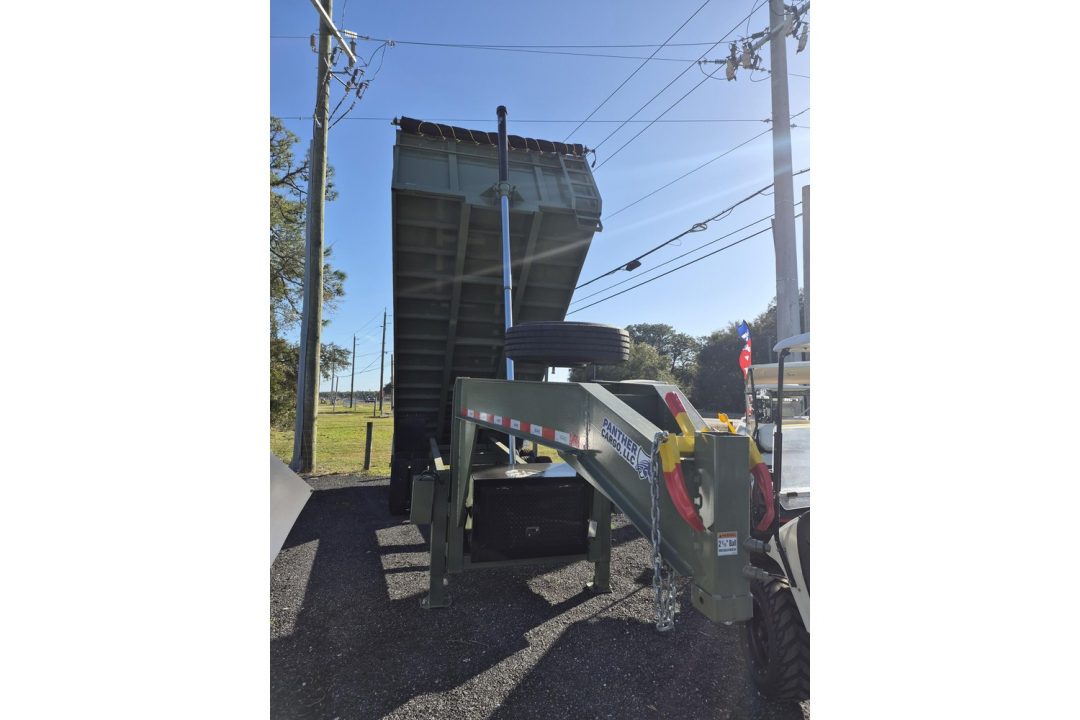 Used 2026 Panther Cargo 20K GVWR Gooseneck Dump Trailer – 8.5x20 Army Green Heavy-Duty Hauler Dump Trailer