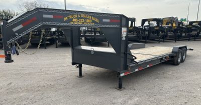 New 2026 East Texas Trailers 83 x24' Gooseneck Lowstyle Machine Gray Tilt Equipment Trailer