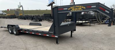 New 2026 East Texas Trailers 83"x24' Gooseneck Lowstyle Machine Gray Tilt Equipment Trailer