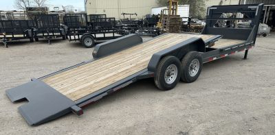 New 2026 East Texas Trailers 83"x24' Gooseneck Lowstyle Machine Gray Tilt Equipment Trailer