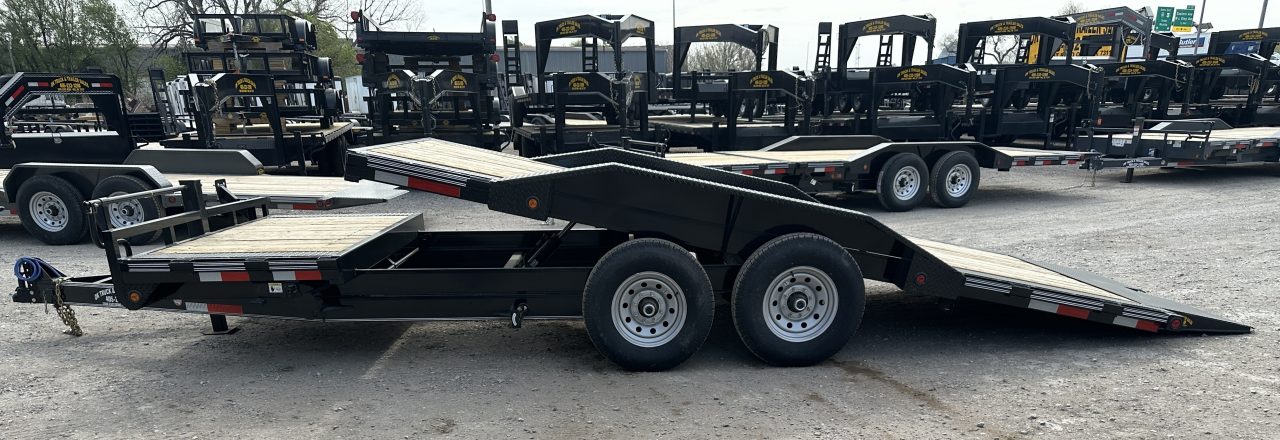 New 2026 East Texas Trailers 102"x20' BumperPull Driveover Fender Black Tilt Trailer