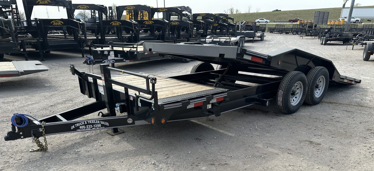 New 2026 East Texas Trailers 102"x20' BumperPull Driveover Fender Black Tilt Trailer