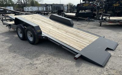 New 2026 East Texas Trailers 83"x20' Bumper Pull Machine Gray Tilt Trailer