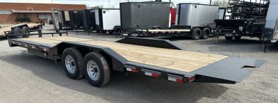 New 2027 East Texas Trailers 102"x24' BumperPull Driveover Fender Black Tilt Trailer