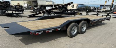 New 2027 East Texas Trailers 102"x24' BumperPull Driveover Fender Black Tilt Trailer