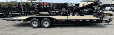 New 2027 East Texas Trailers 102"x24' BumperPull Driveover Fender Black Tilt Trailer