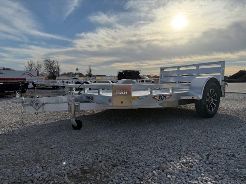 New 2026 H&H Aluminum 78"x12' 3k Low Side Utility Trailer