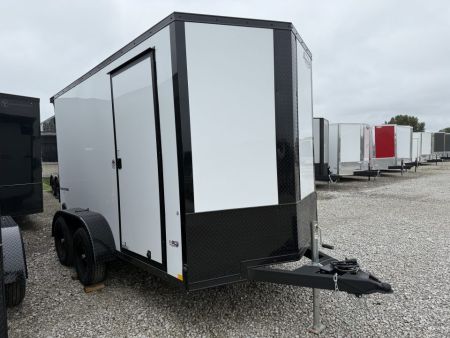 New 2026 Formula Traverse White/Black Trim 6'x12' 7k Flat Top V-Nose Enclosed Cargo Trailer