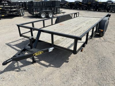 New 2026 Road Boss 83 x18' Tandem Axle Bumper Pull with Slide in Ramps & Pipe Rail Utility Trailer