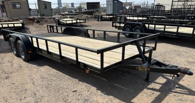 New 2026 Road Boss 83 x20' Tandem Axle Bumper Pull with Slide in Ramps, Pipe Rail & Dove Utility Trailer