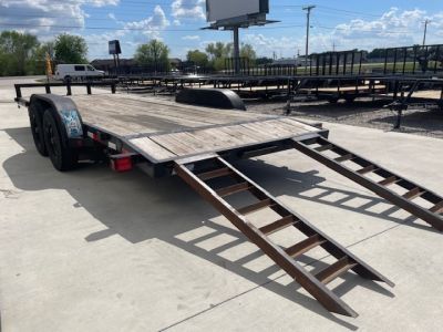 Used 2022 LONGHORN 83X20 CAR HAULER, WOOD FLOOR, (2) TANDEM 5200lb AXLES