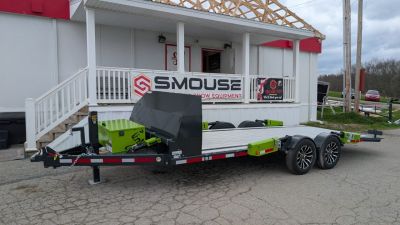 New 2026 "FlatTrak" by Belmont 7x18 Hydraulic Car Hauler w/ Hydraulic Jack