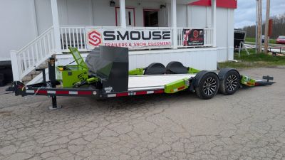 New 2026 "FlatTrak" by Belmont 7x18 Hydraulic Car Hauler w/ Hydraulic Jack