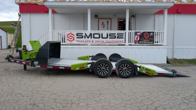 New 2026 "FlatTrak" by Belmont 7x18 Hydraulic Car Hauler w/ Hydraulic Jack