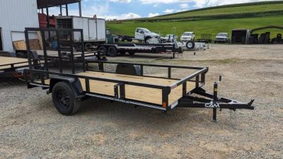 New 2026 CAM SUPERLINE 7x12 Tubular Top Rail Utility Trailer w/ Spring Assist Gate