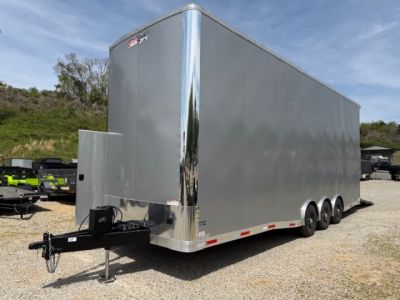 New Outlaw 8.5x28 Stacker Race Trailer 21k Silver W/ 14 Ply