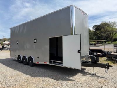 New Outlaw 8.5x28 Stacker Race Trailer 21k Silver W/ 14 Ply