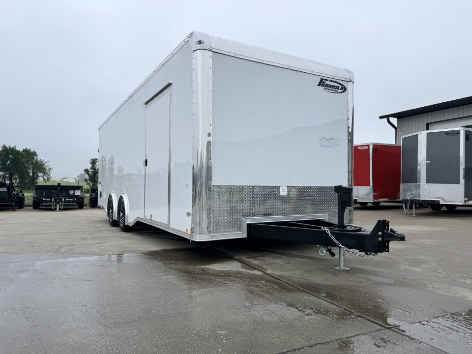 New 2026 Formula Triumph White 8.5'x24' 10k Flat Top Bullnose Enclosed Race Car Hauler Cargo Trailer