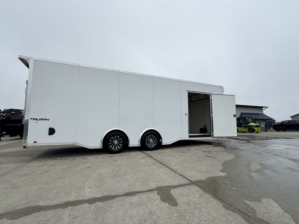 New 2026 Formula Triumph White 8.5'x24' 10k Flat Top Bullnose Enclosed Race Car Hauler Cargo Trailer