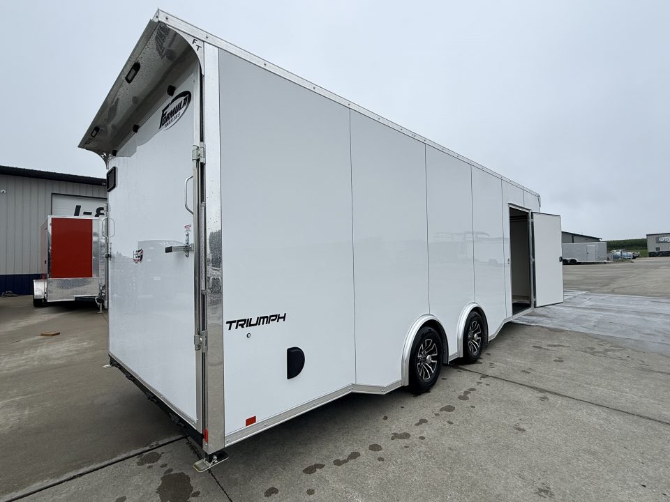 New 2026 Formula Triumph White 8.5'x24' 10k Flat Top Bullnose Enclosed Race Car Hauler Cargo Trailer