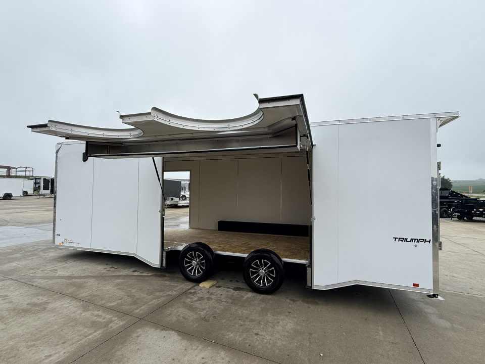 New 2026 Formula Triumph White 8.5'x24' 10k Flat Top Bullnose Enclosed Race Car Hauler Cargo Trailer