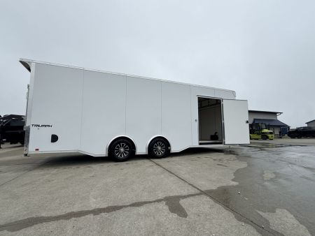 New 2026 Formula Triumph White 8.5'x24' 10k Flat Top Bullnose Enclosed Race Car Hauler Cargo Trailer