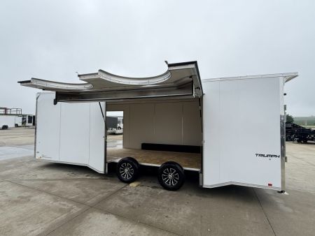 New 2026 Formula Triumph White 8.5'x24' 10k Flat Top Bullnose Enclosed Race Car Hauler Cargo Trailer