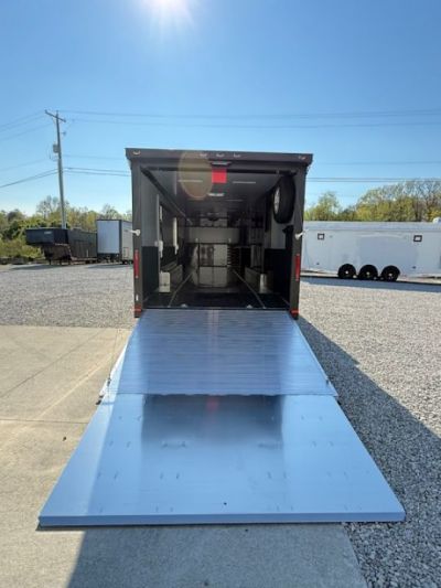 New In-Tech Lite 8.5x32 Race Trailer-18K - Sportsman Gray W/ Black Trim L Base Cabinet, Winch, A/C & WW Cabinet