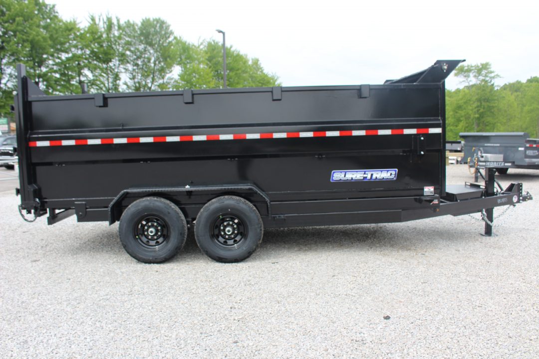 New 2026 Sure-Trac 7' x 16' Hydraulic Dump Trailer - 4' Steel Sides - Telescopic Ram - 14000# GVW