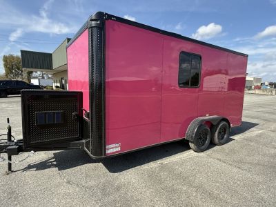 New 7x16TA Pink Pet Grooming Trailer
