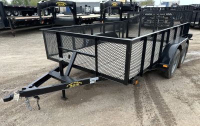 New 2025 Road Boss 83 x12' Bumper Pull w/3' Gate, Dove Tail & 2' Mesh Sides Utility Trailer