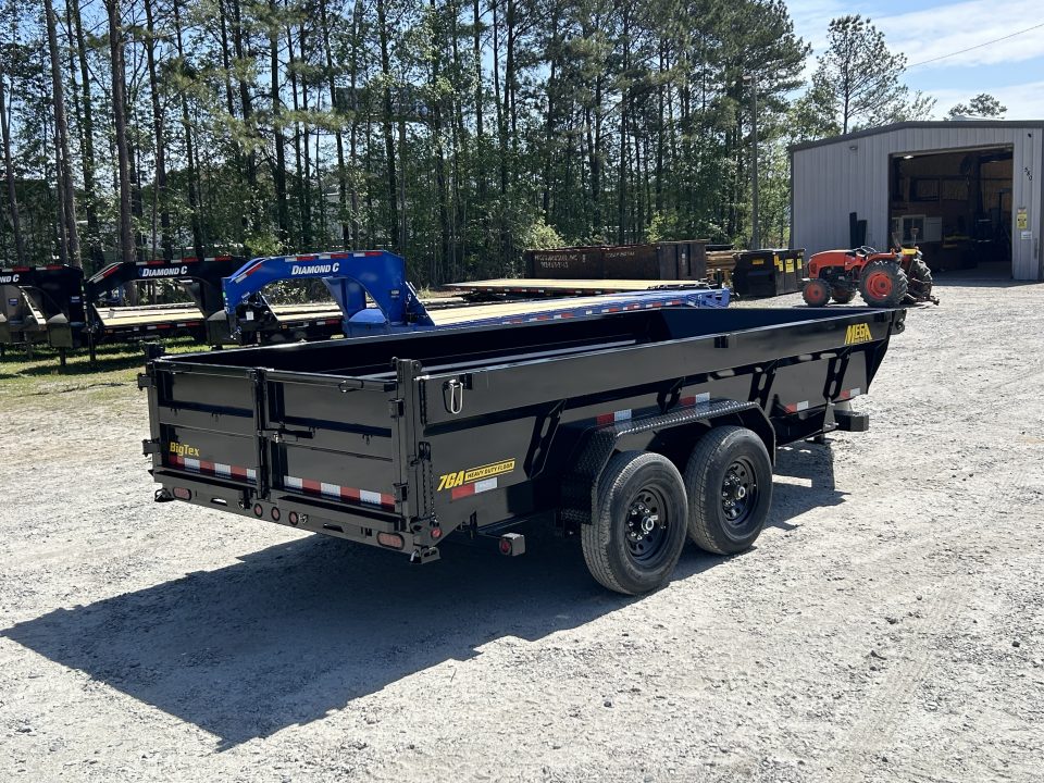 New 2026 Big Tex 14TD Dump Trailer, 7x16 6 stage telescopic 7 gauge floor comb gate tarp, ramps, and stabilizer feet included