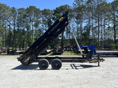 New 2026 Big Tex 14TD Dump Trailer, 7x16 6 stage telescopic 7 gauge floor comb gate tarp, ramps, and stabilizer feet included