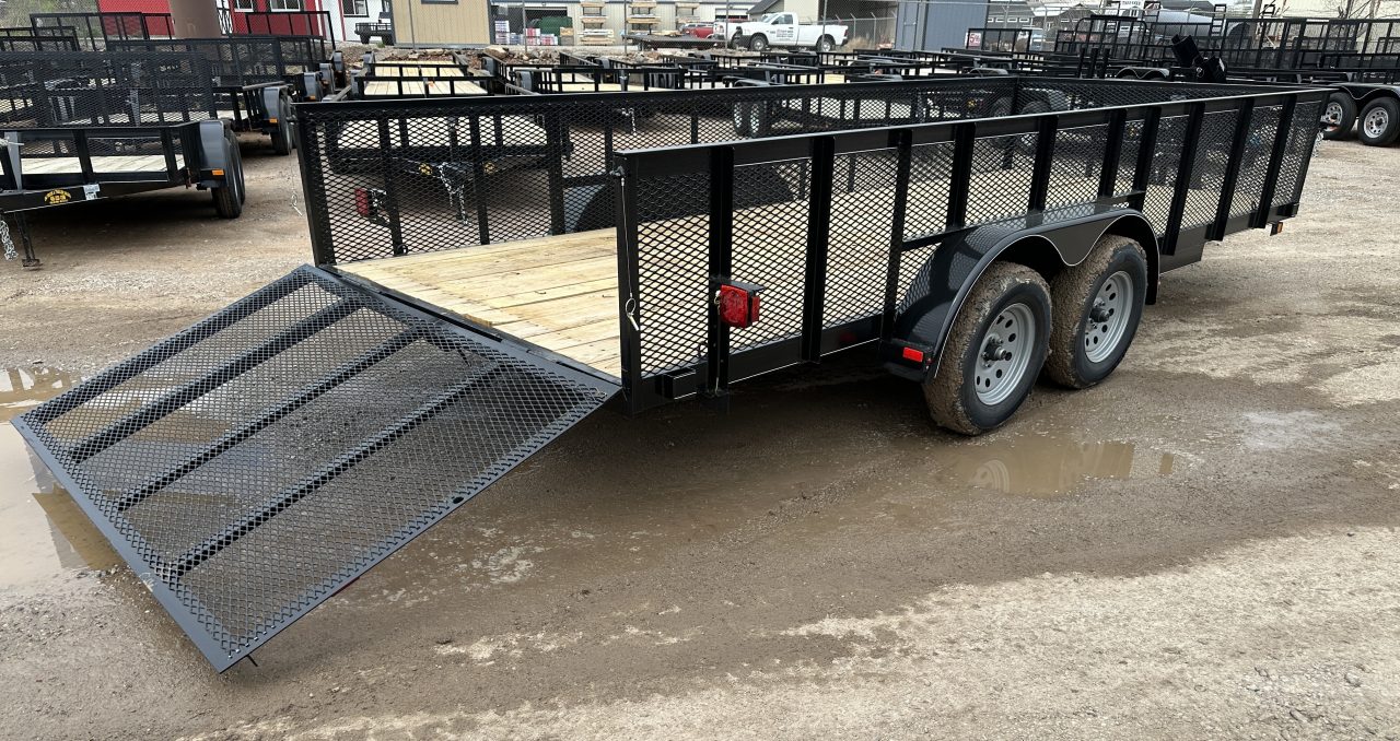 New 2026 Road Boss 83"x18' Bumper Pull w/4' Gate, 2' Mesh Sides & 4" Frames Utility Trailer