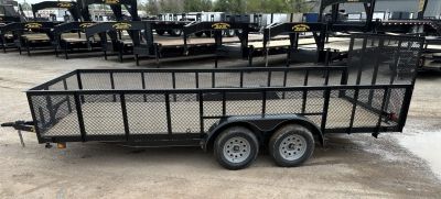 New 2026 Road Boss 83"x18' Bumper Pull w/4' Gate, 2' Mesh Sides & 4" Frames Utility Trailer