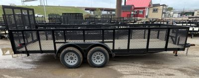 New 2026 Road Boss 83"x18' Bumper Pull w/4' Gate, 2' Mesh Sides & 4" Frames Utility Trailer