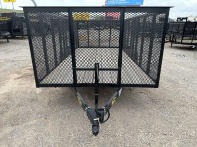 New 2025 Road Boss 83"x16' Bumper Pull w/4' Gate, Dove Tail & 4' Mesh Sides Utility Trailer