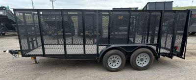 New 2025 Road Boss 83"x16' Bumper Pull w/4' Gate, Dove Tail & 4' Mesh Sides Utility Trailer